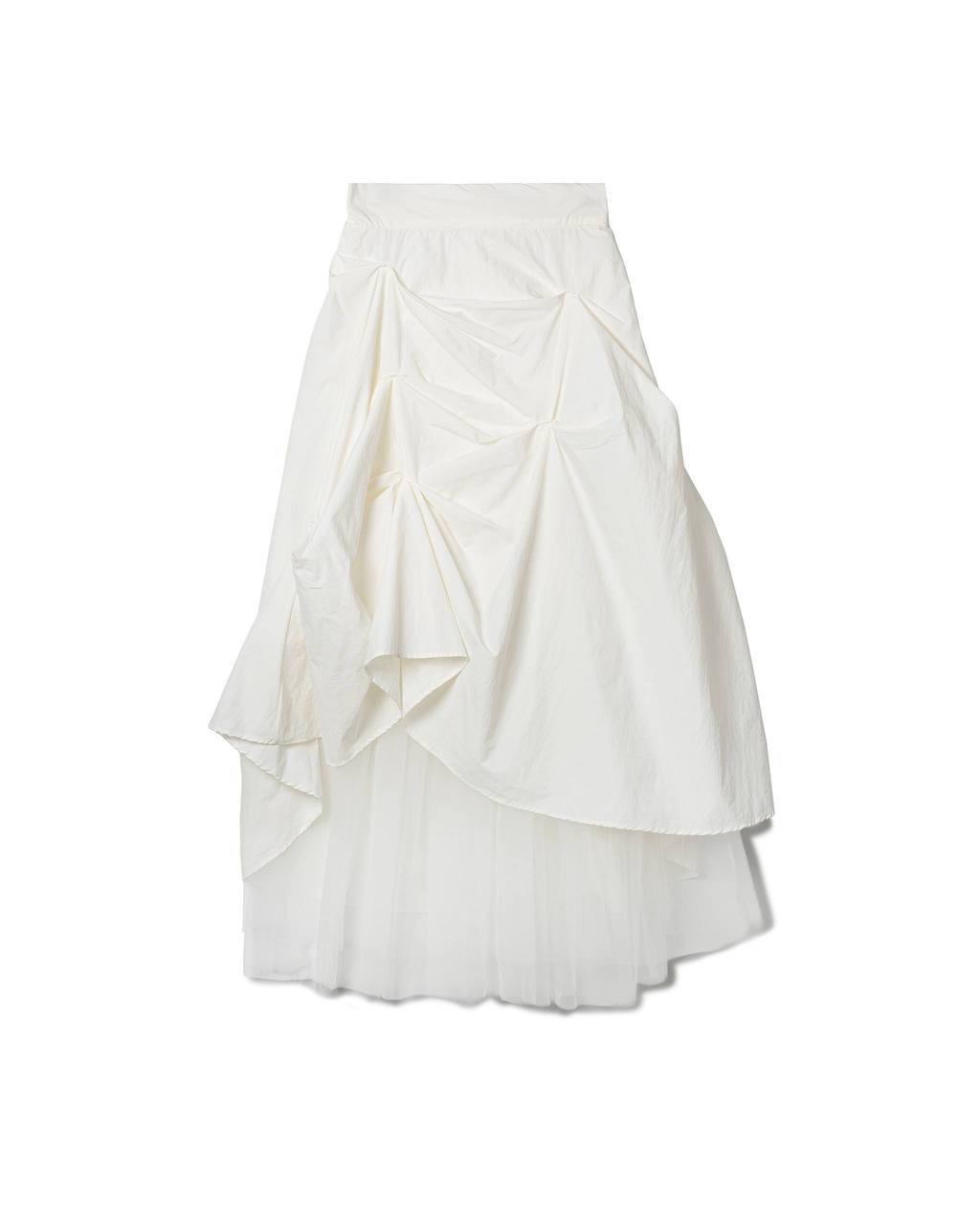 Sculptural Ruched Tulle Layered Skirt