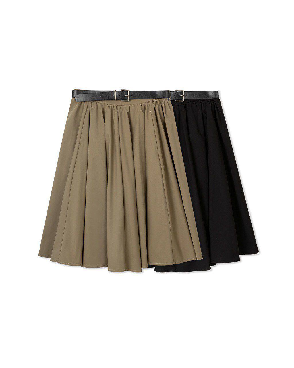 Belted A-Line Midi Skirt