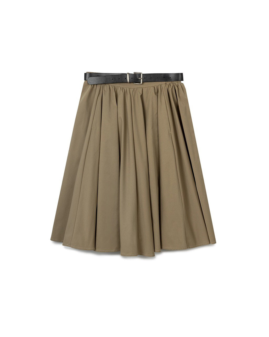 Belted A-Line Midi Skirt