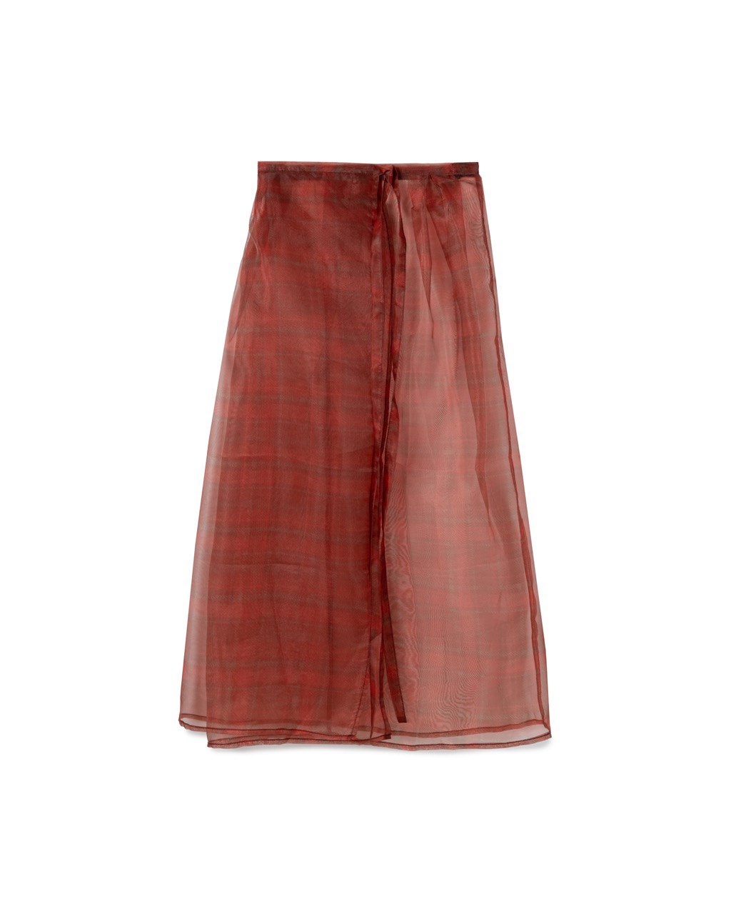 Sheer Plaid Tie Skirt