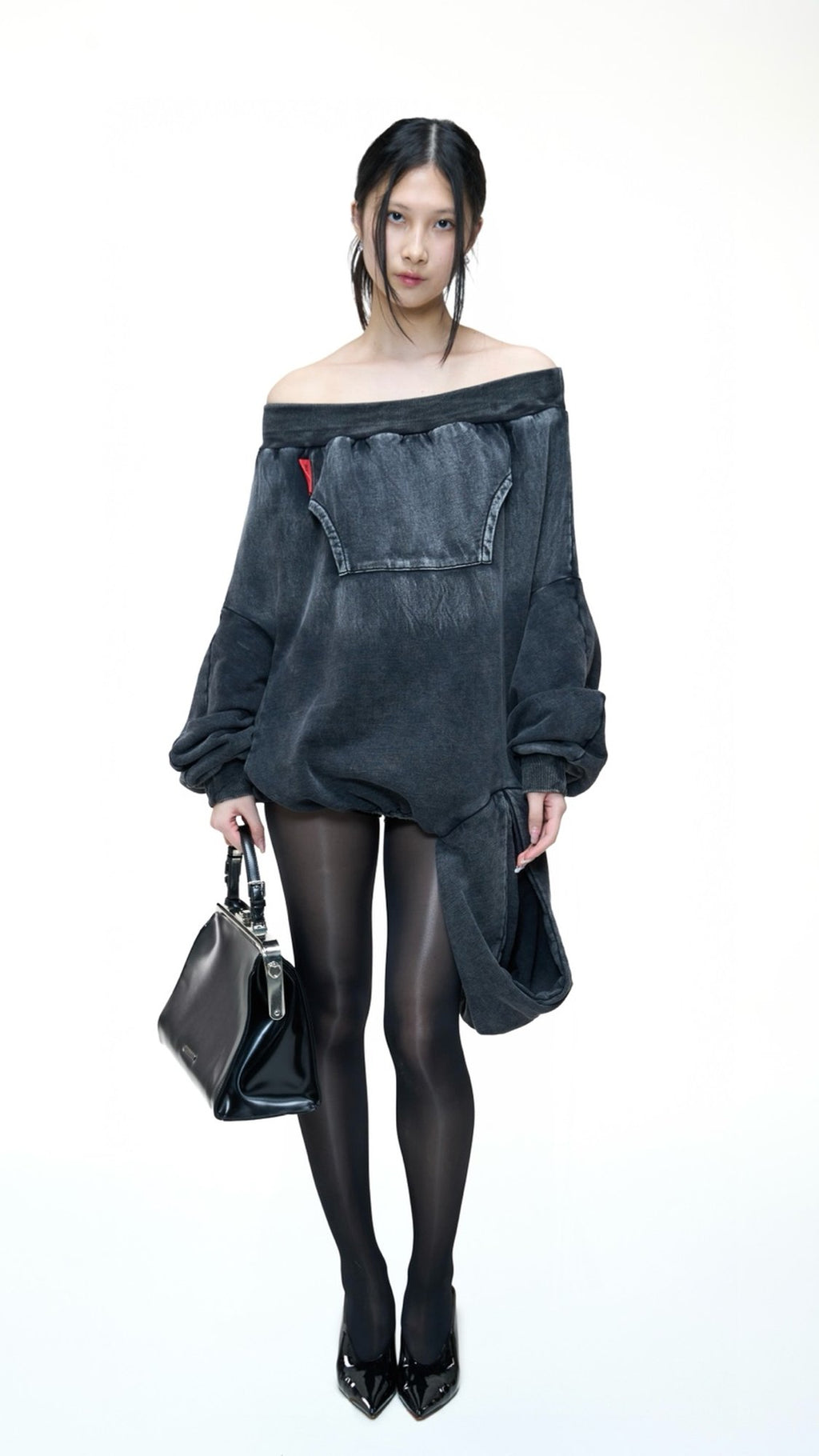 Black Upside Down Hoodie