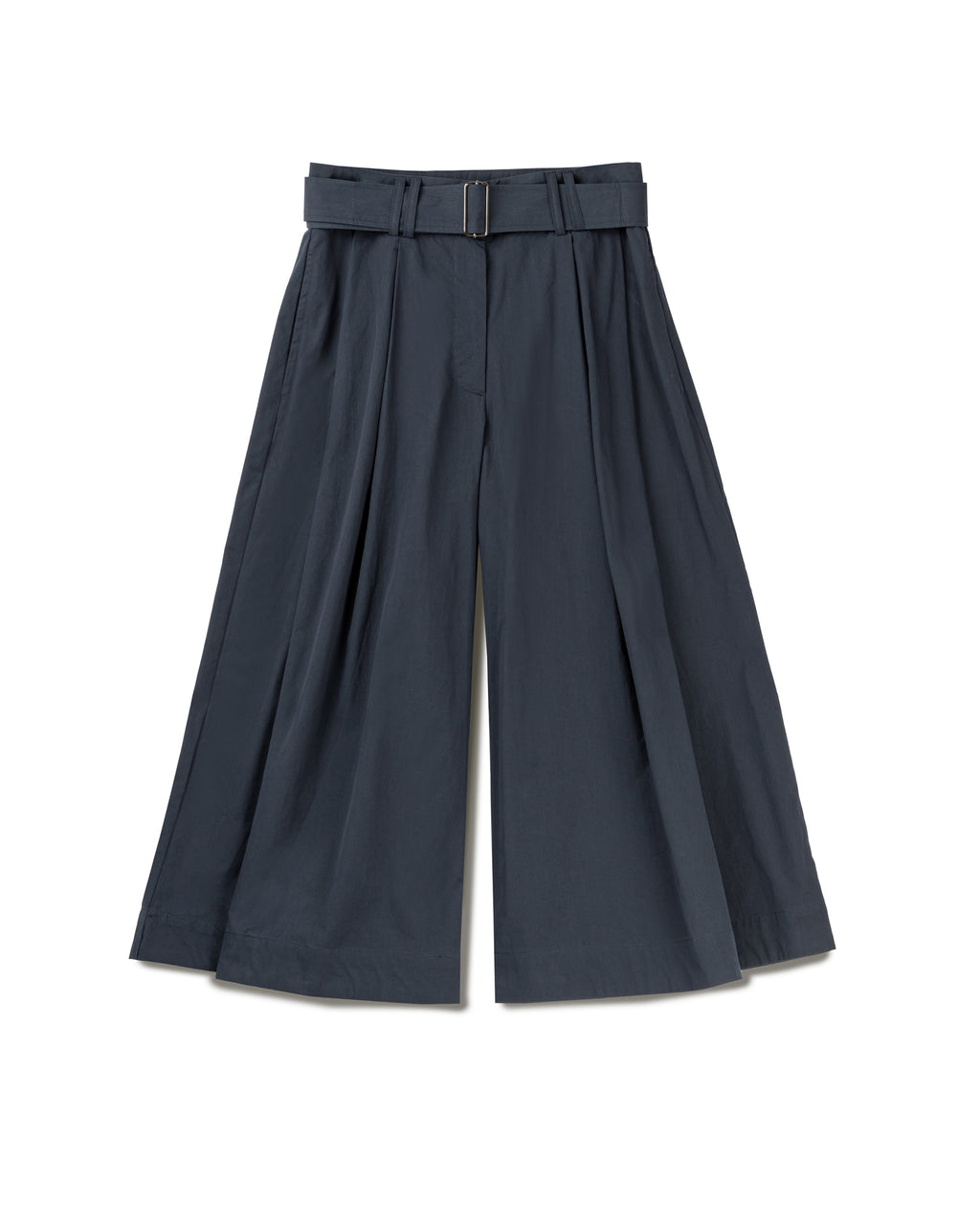 Wide Leg Cropped Trousers With Belt