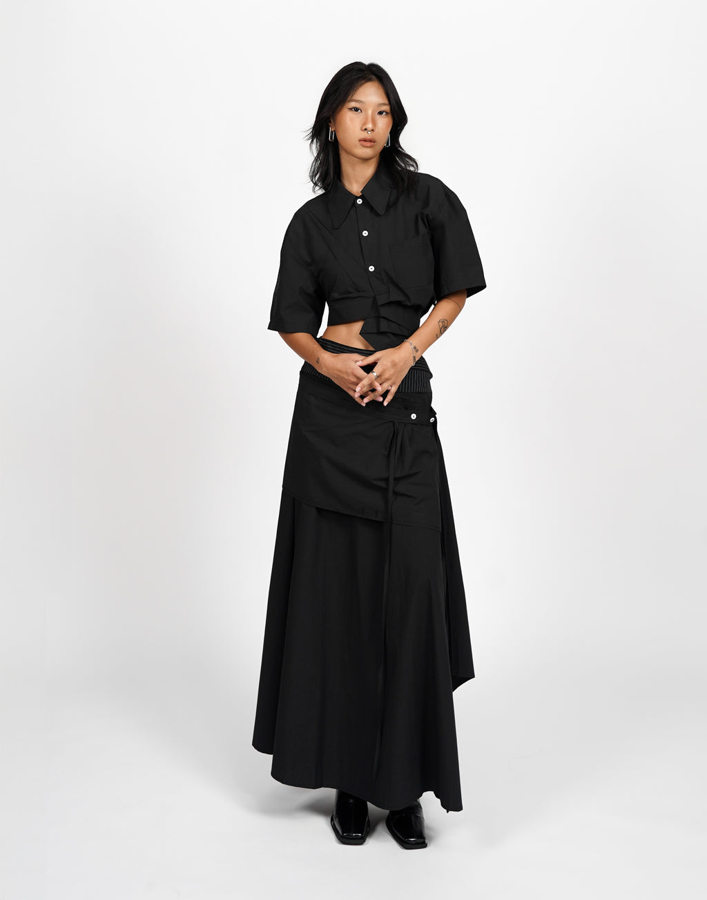 Twist Detail Shirt & Skirt Set