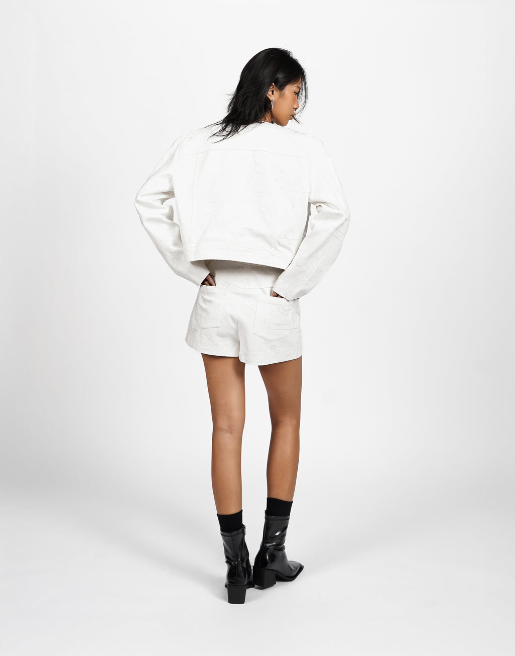 Embroidered Textured Shorts