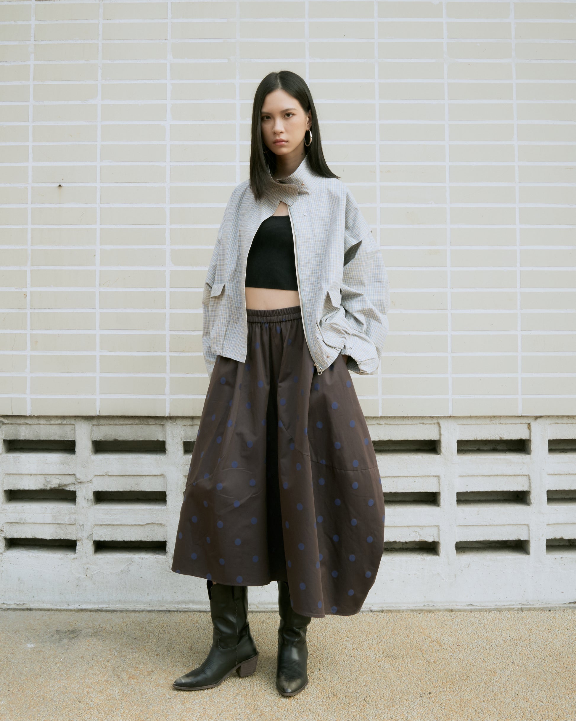 Elastic Waist Polka Dot Skirt