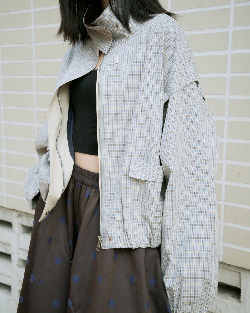 Stand Collar Cropped Jacket
