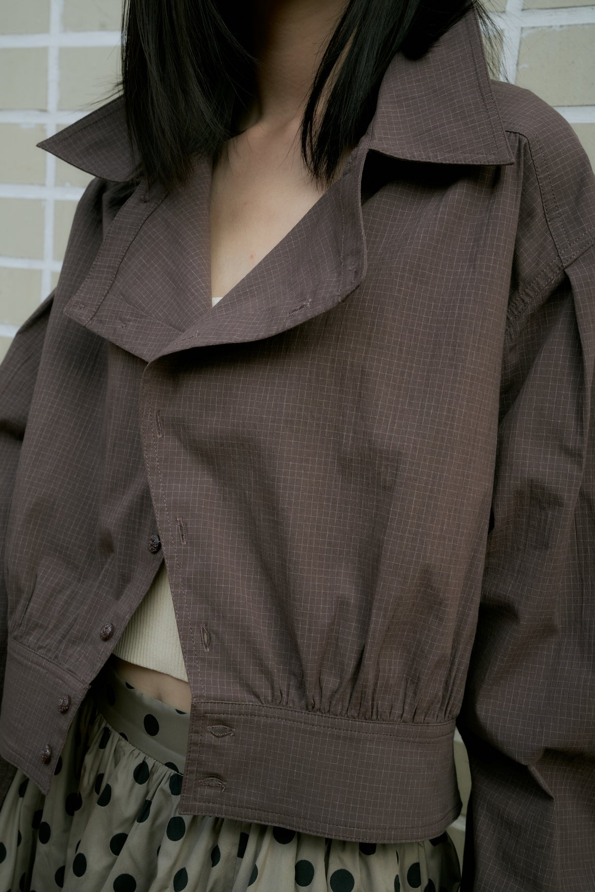 Gathered Cropped Shirt