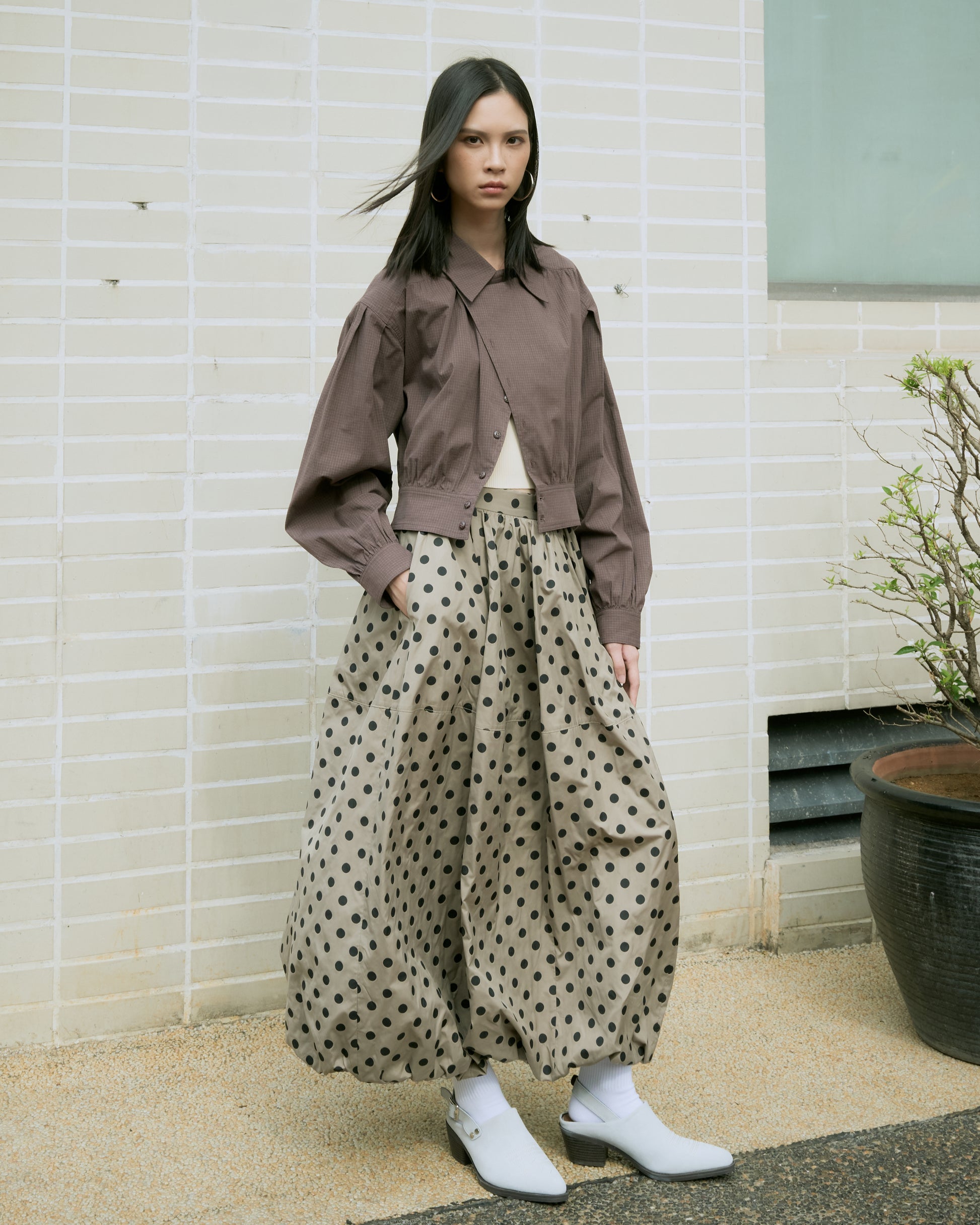 Polka Bubble Hem Skirt