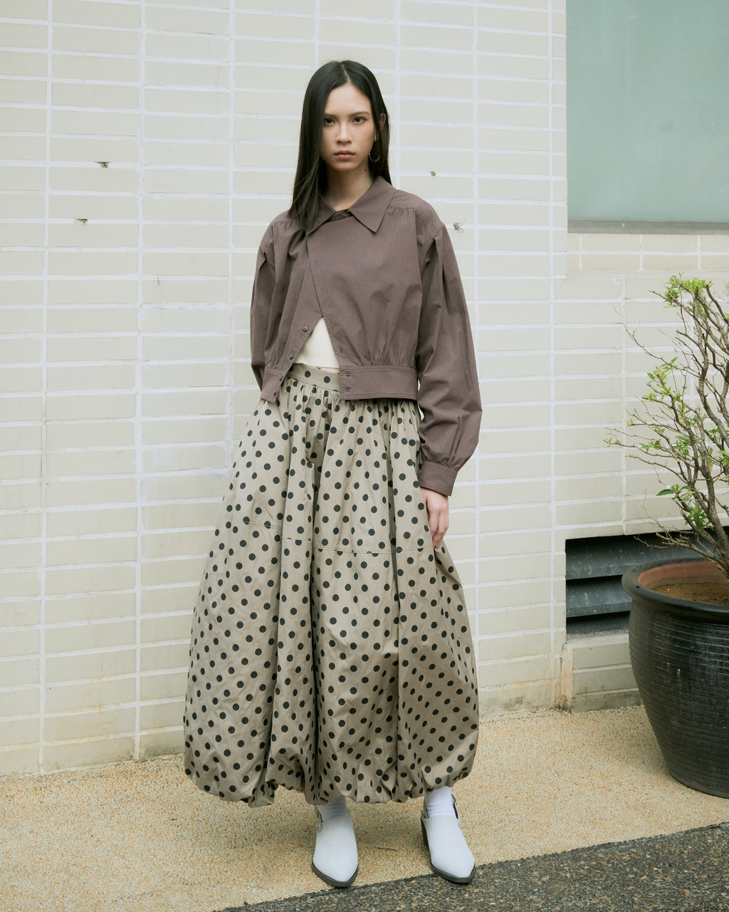 Polka Bubble Hem Skirt