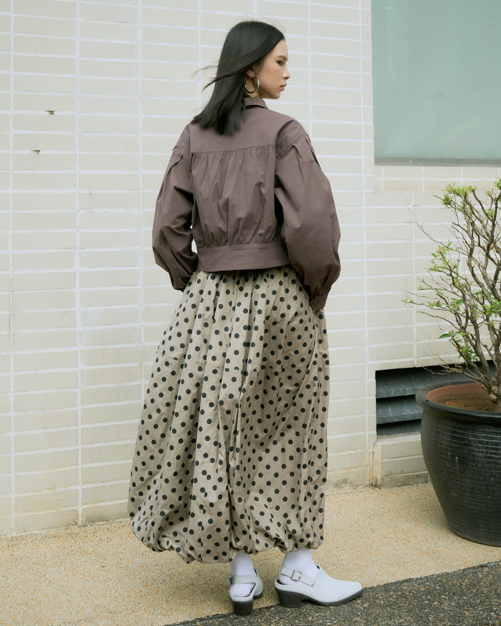 Polka Bubble Hem Skirt