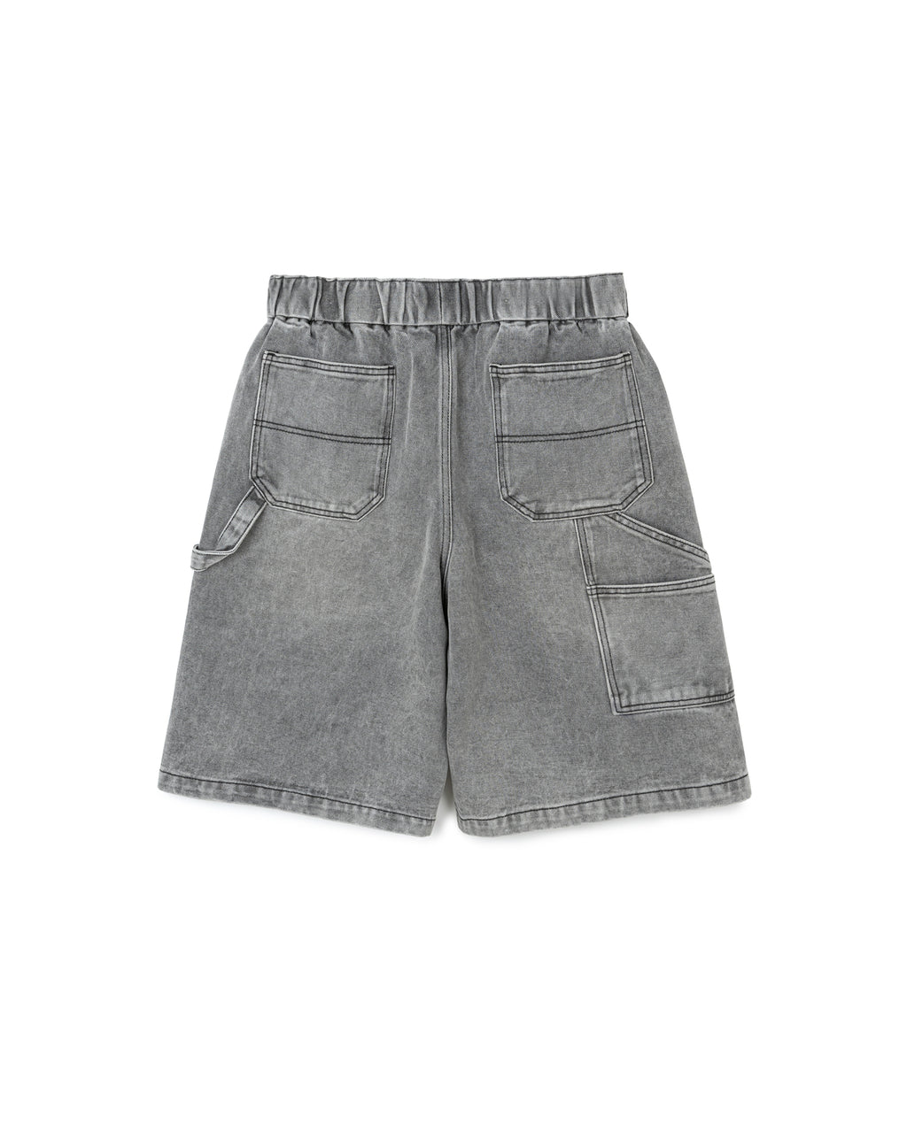Washed Denim Shorts with Elastic Waist