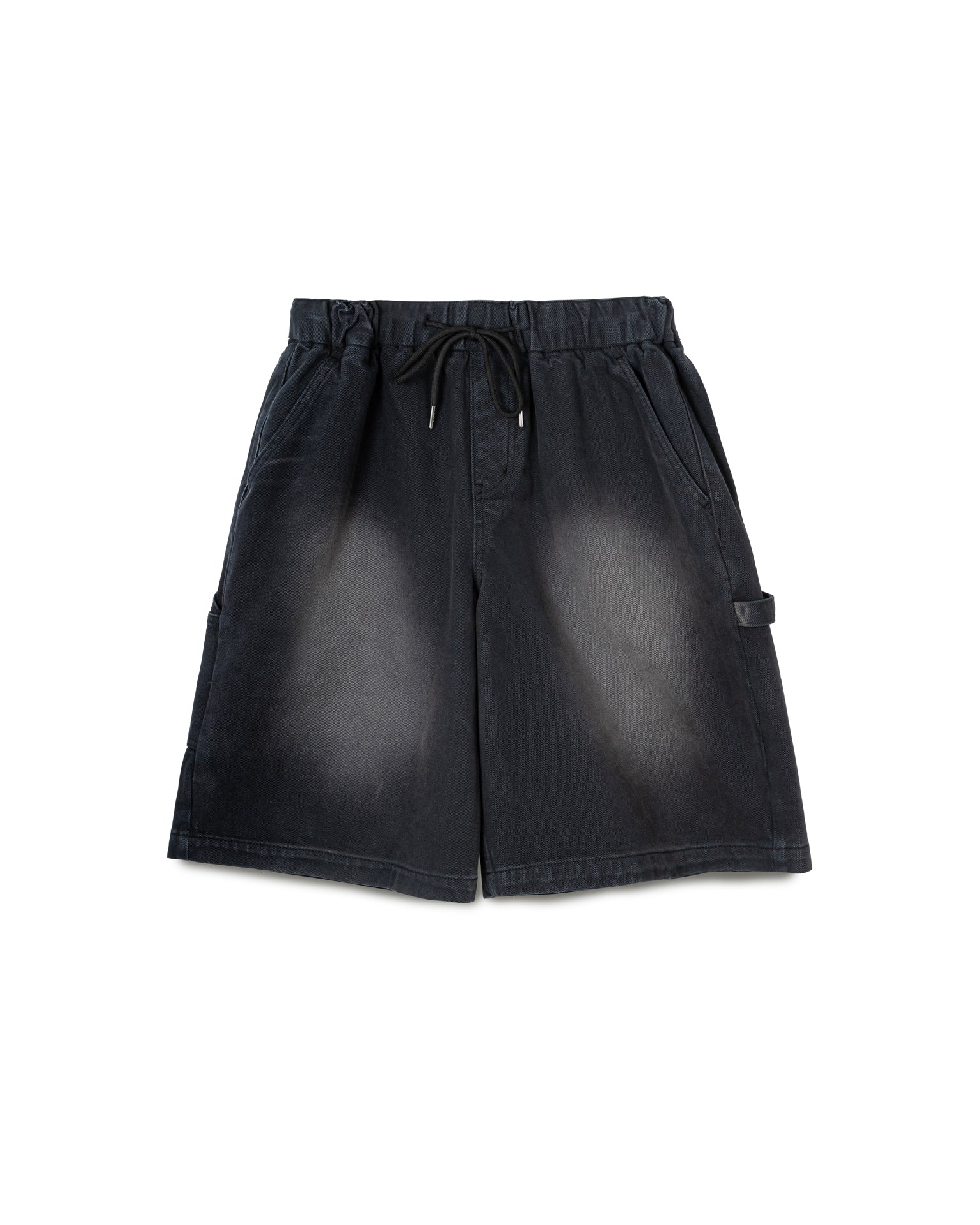 Washed Denim Shorts with Elastic Waist