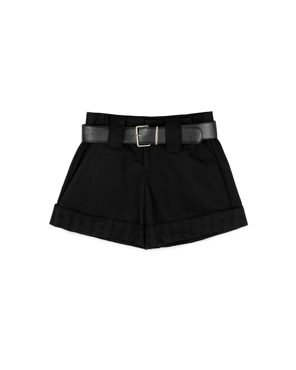 Belted Eyelet Cuff Shorts