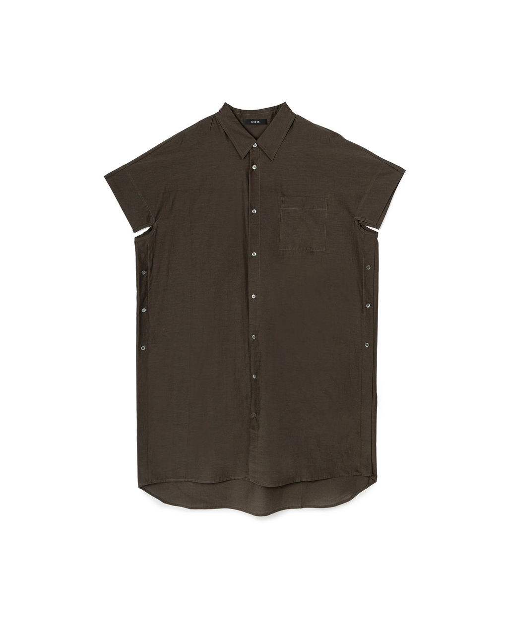 Buttoned Sleeveless Shirt Dress
