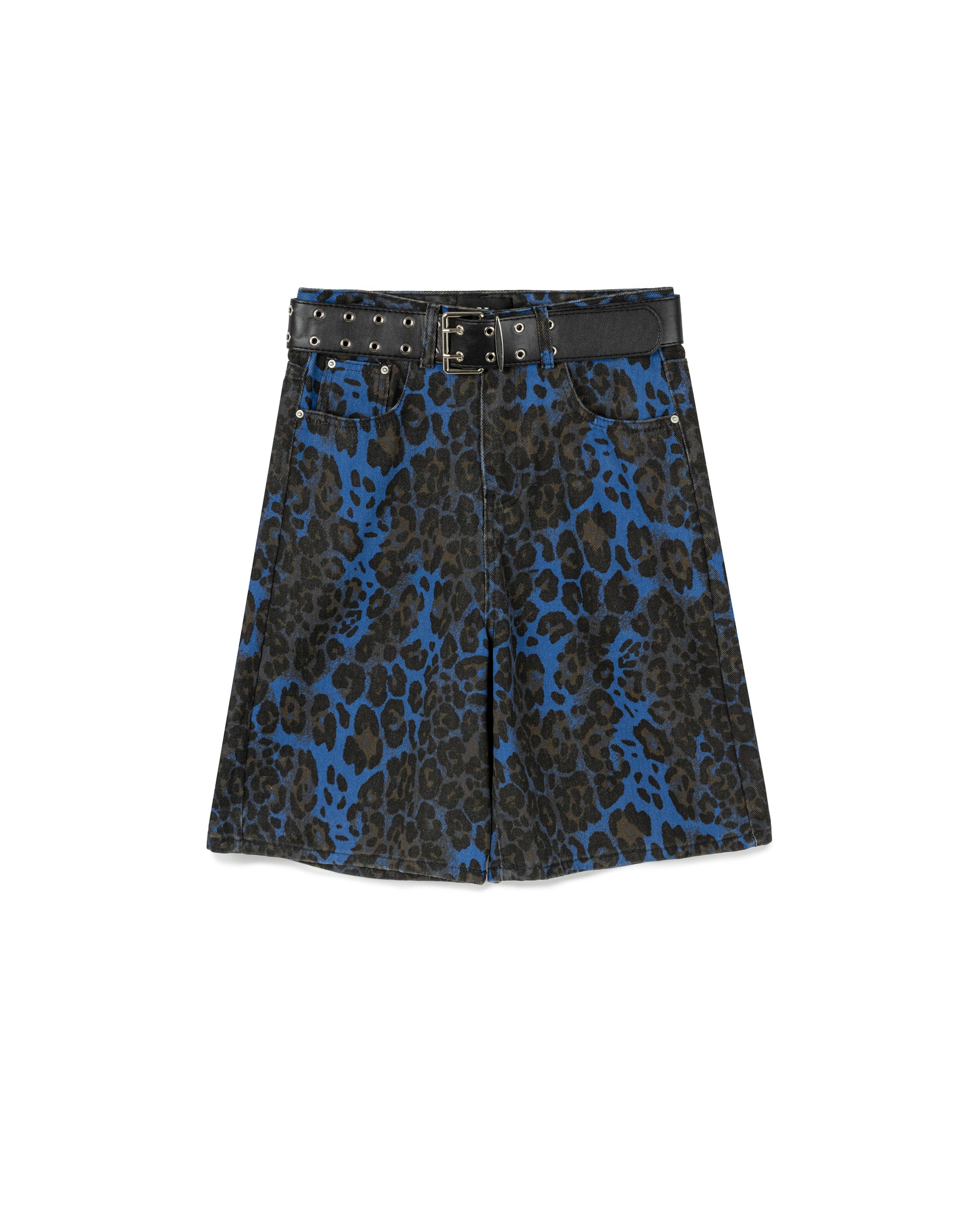 Blue Leopard Jorts