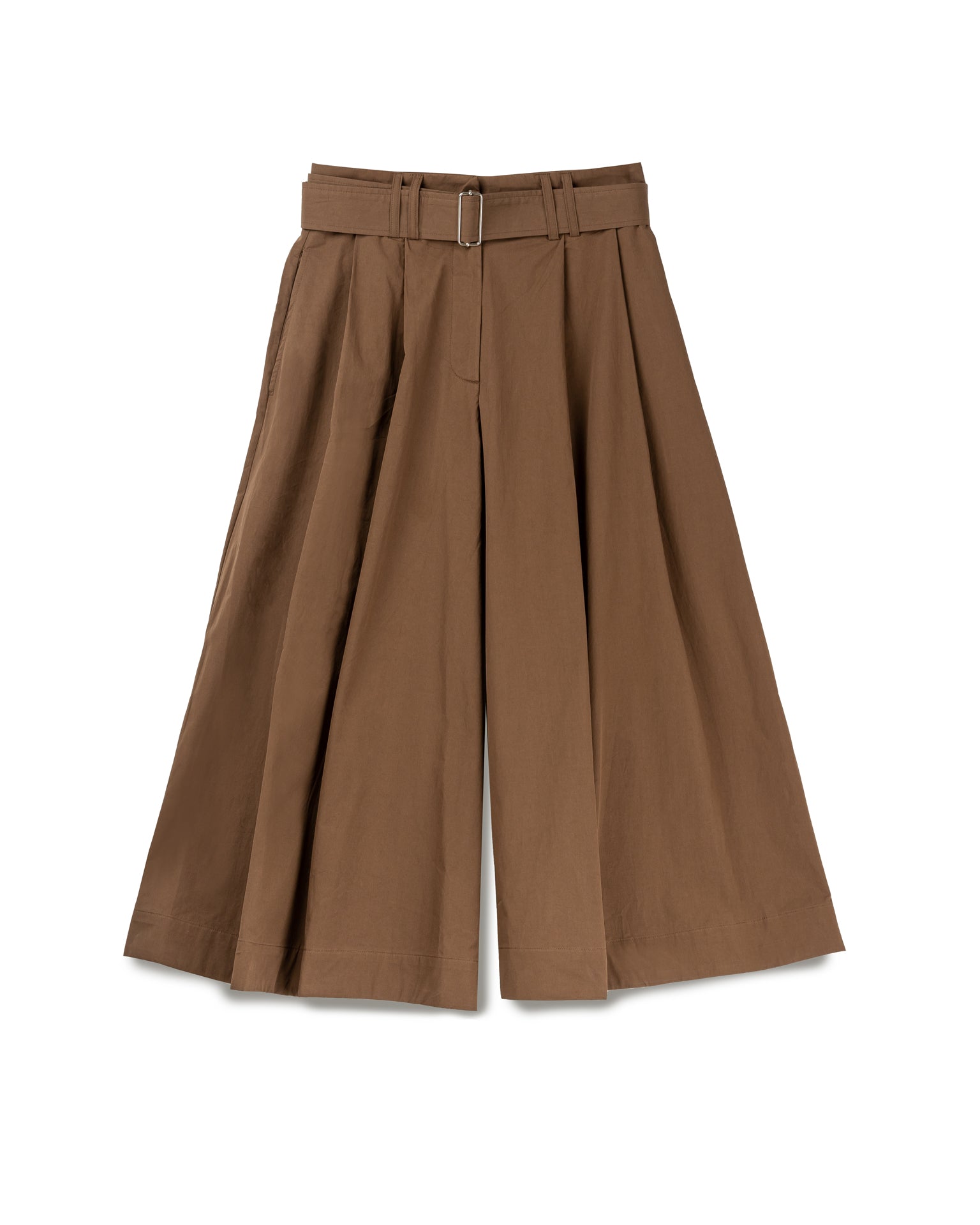Wide Leg Cropped Trousers With Belt