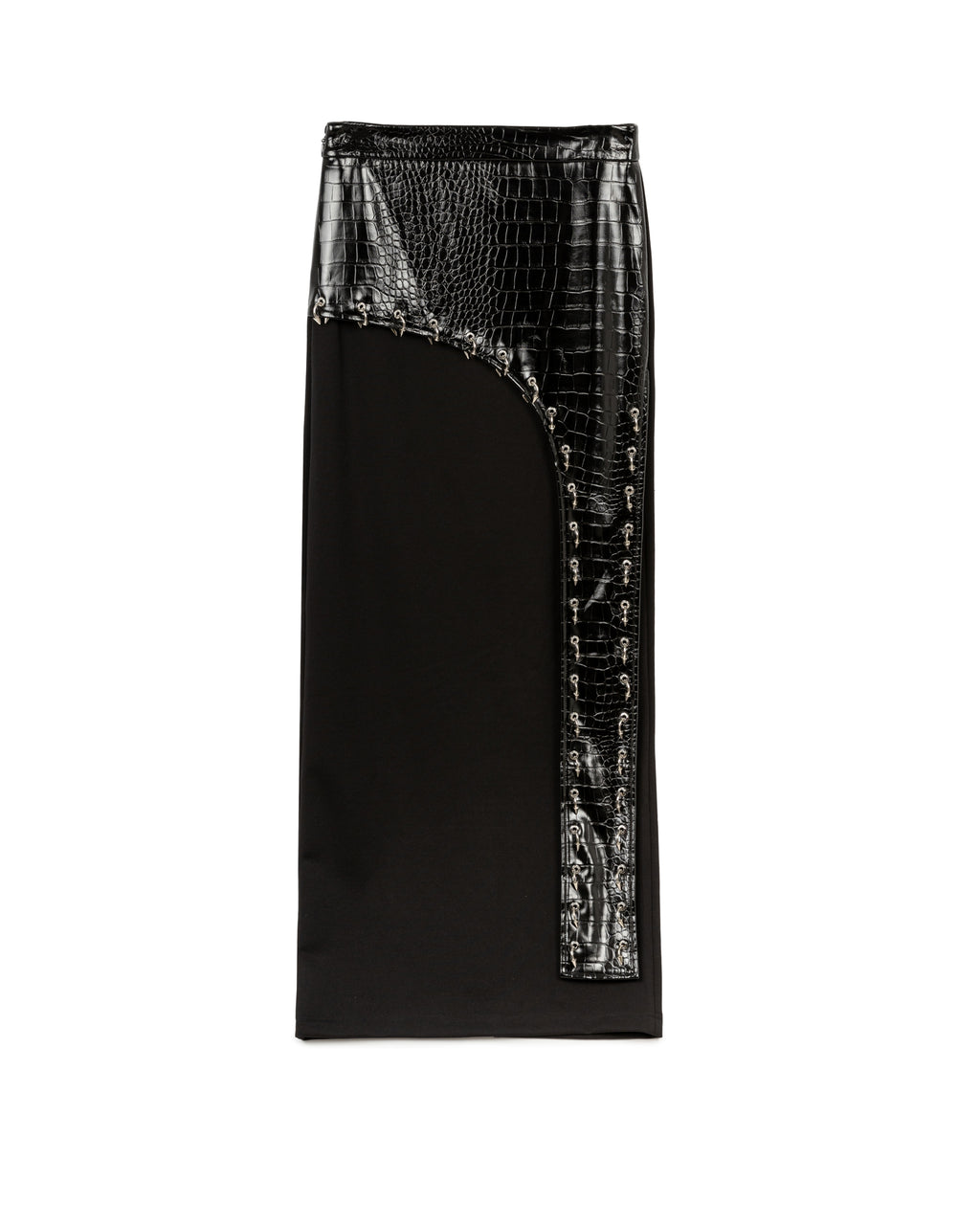 Faux Croc Irregular Leather Skirt