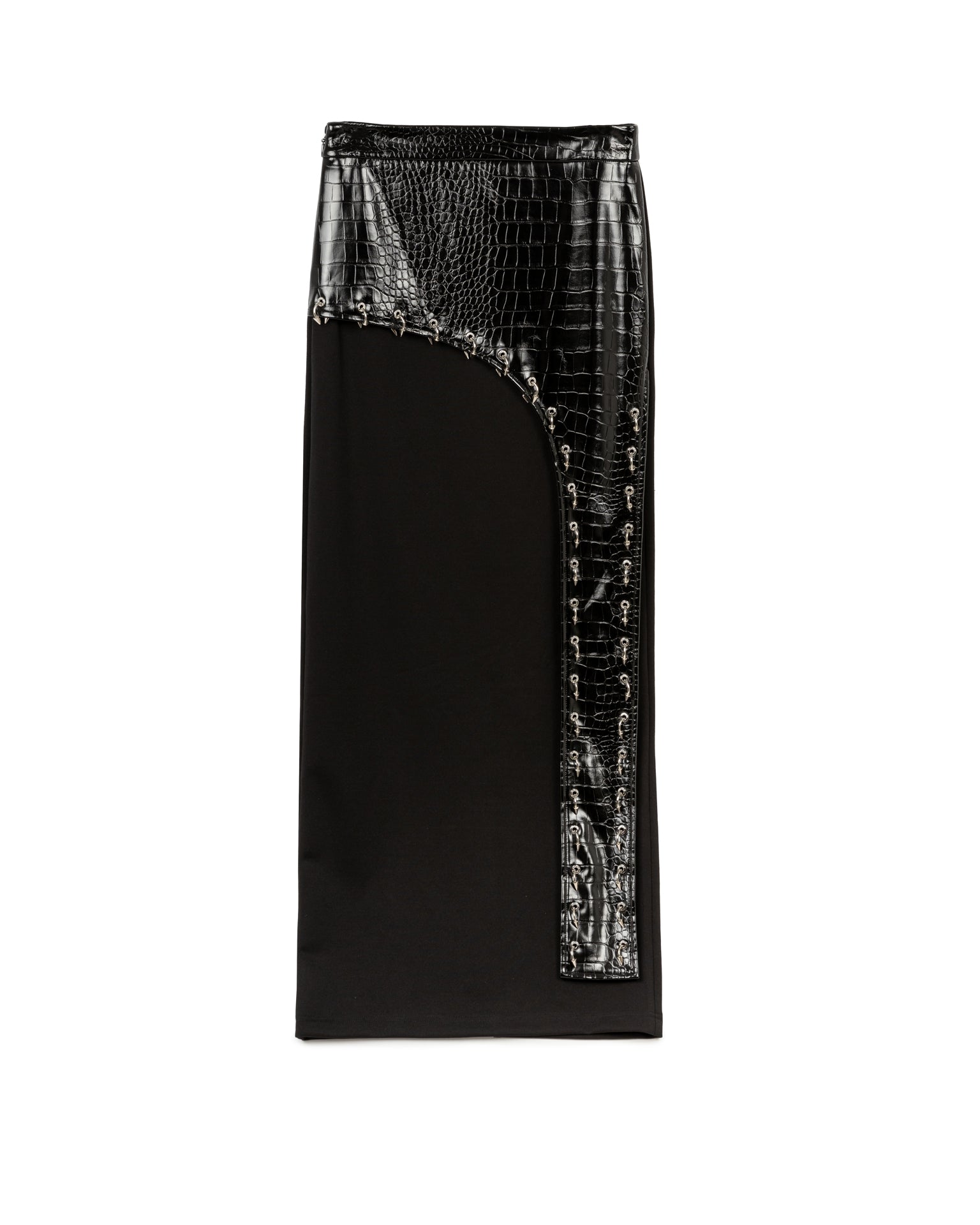 Faux Croc Irregular Leather Skirt