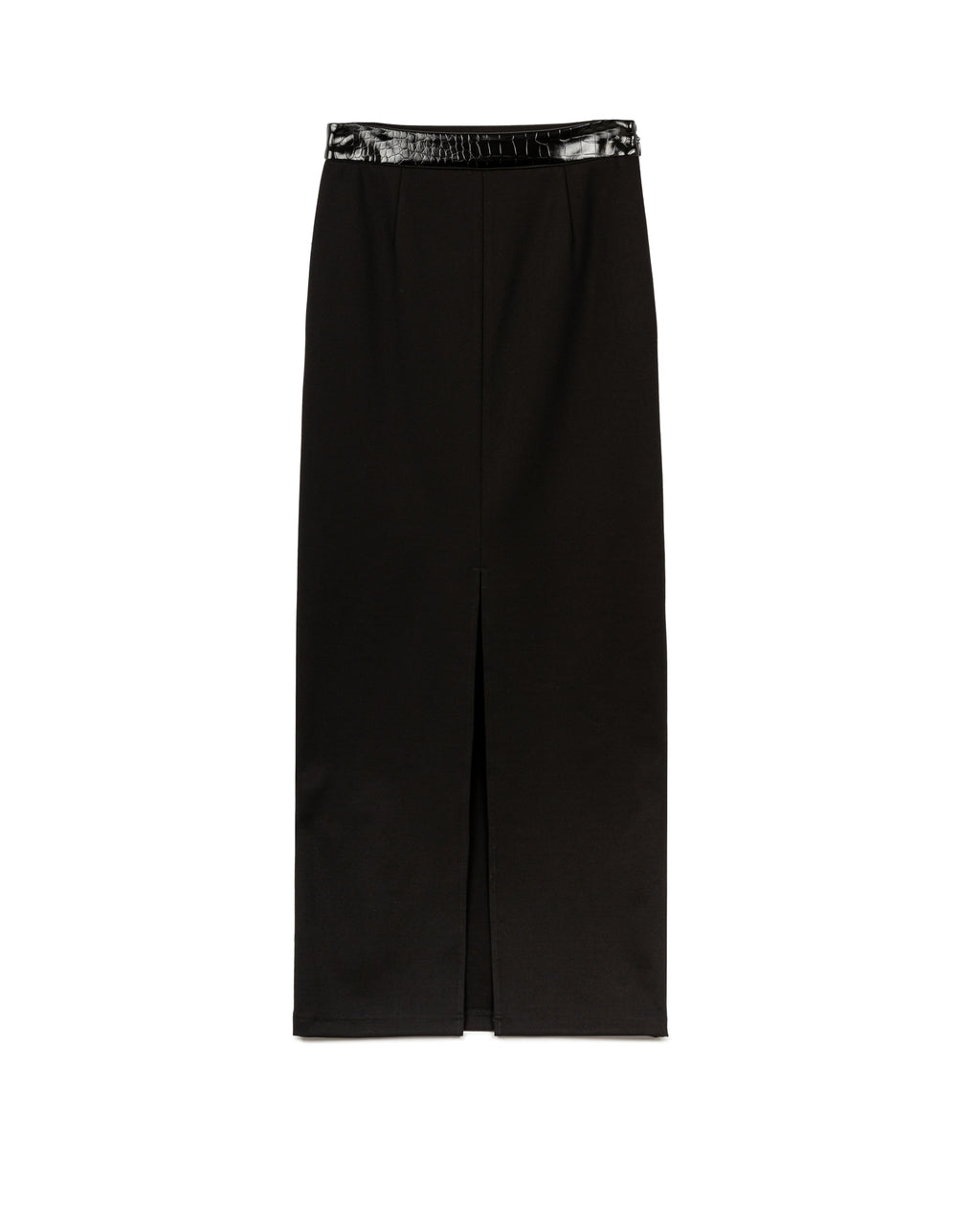 Faux Croc Irregular Leather Skirt