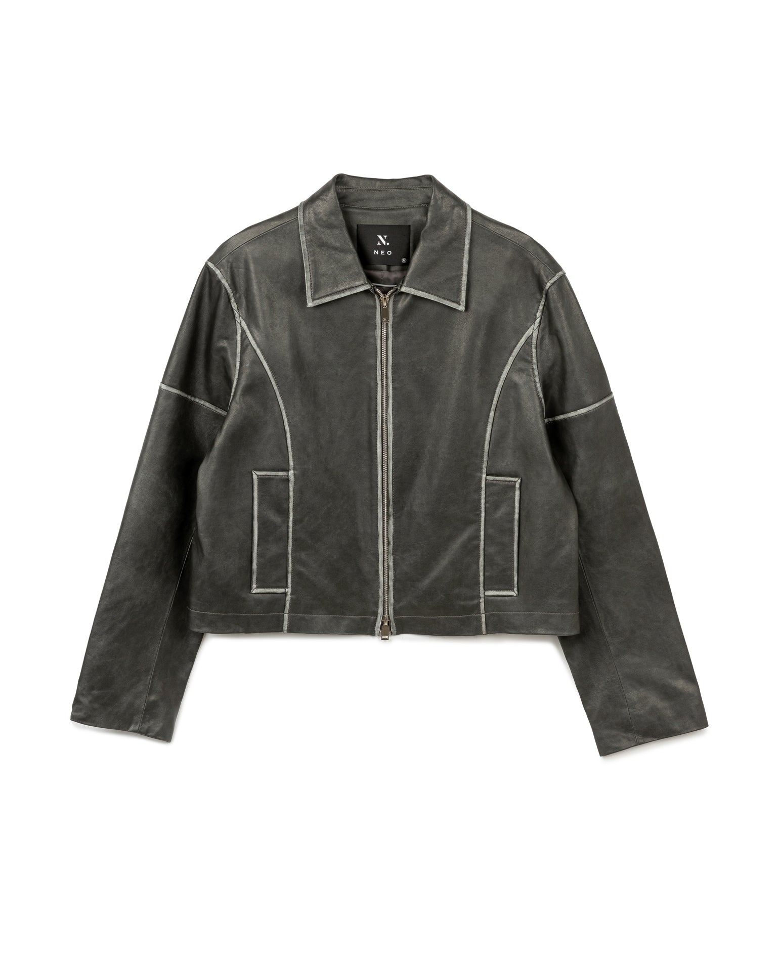 Topstitched Leather Jacket