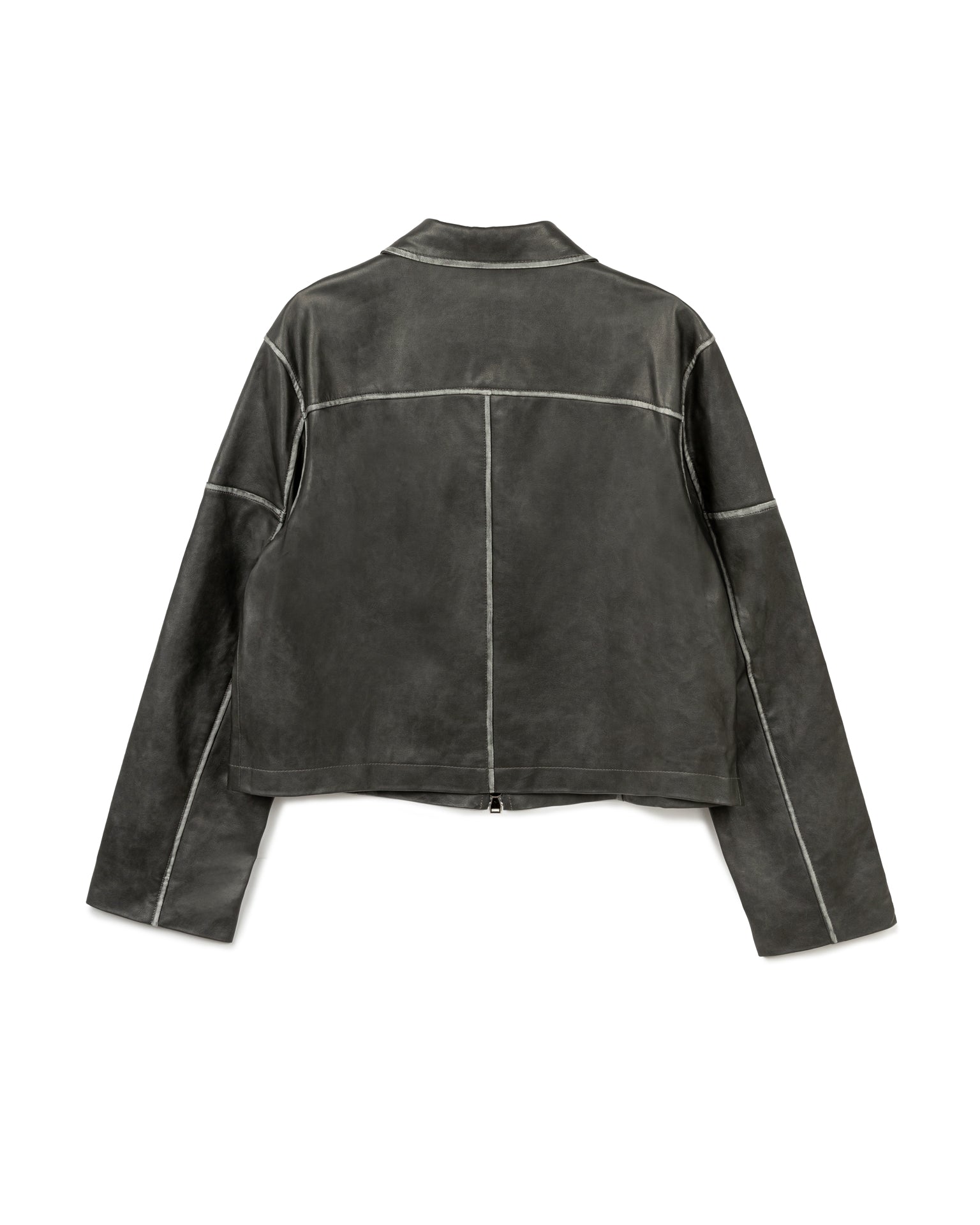 Topstitched Leather Jacket