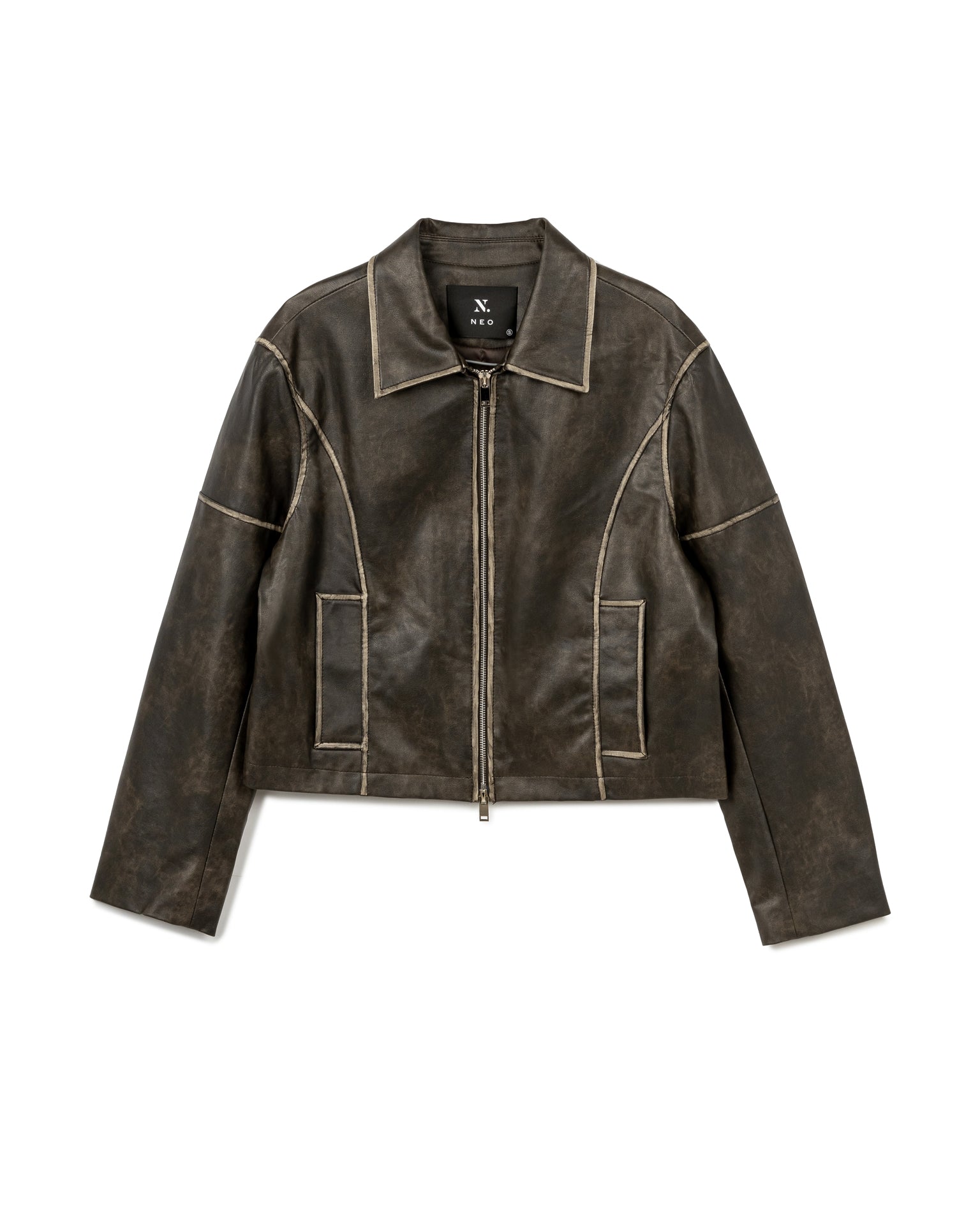 Topstitched Leather Jacket