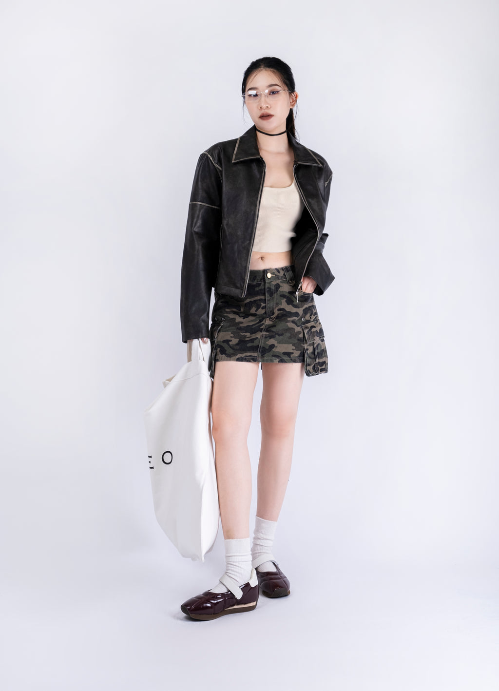 Topstitched Leather Jacket