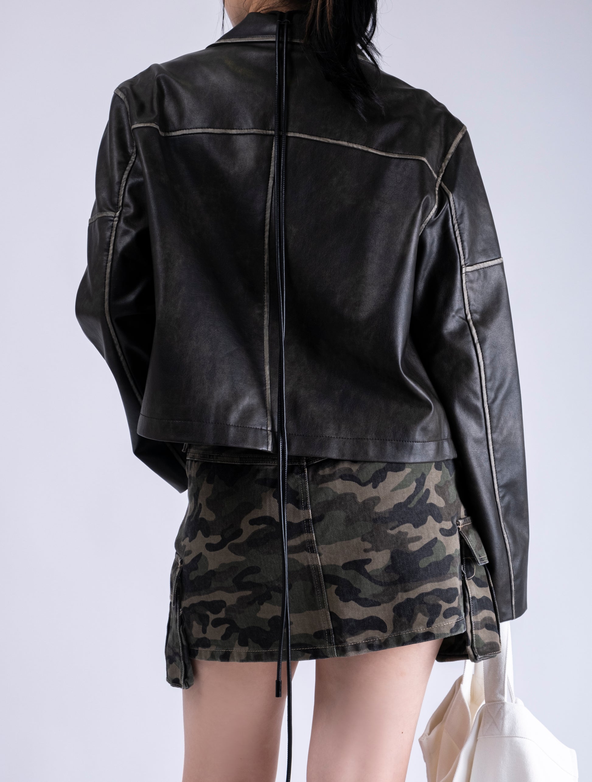 Topstitched Leather Jacket