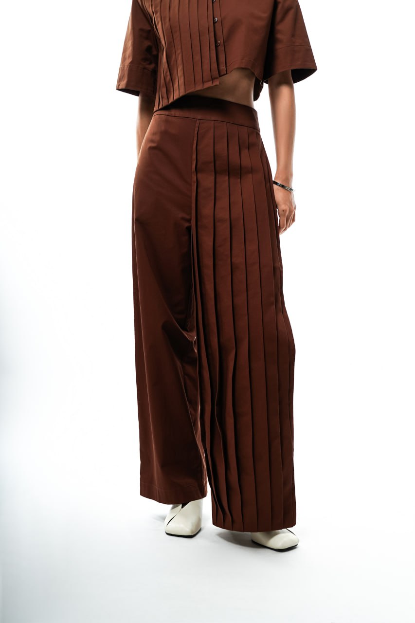 Asymmetrical Pleated Pants