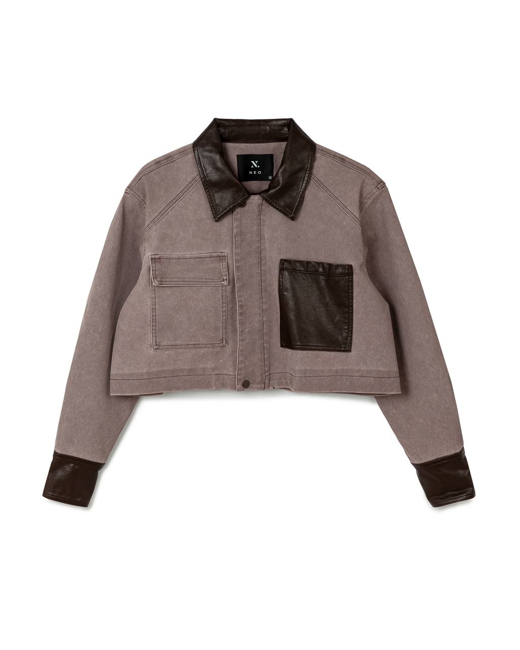 Contrast Panel Denim Cropped Jacket