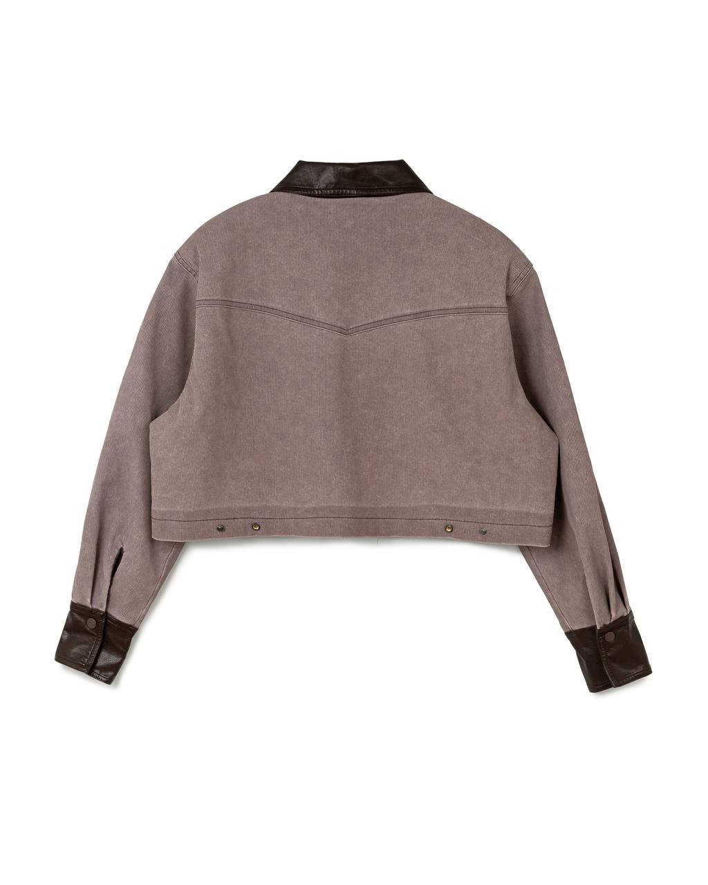 Contrast Panel Denim Cropped Jacket